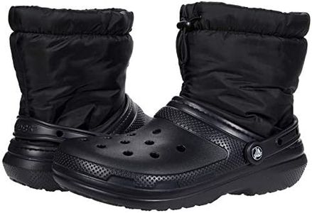 Crocs Men's and Women's Classic Lined Neo Puff Boot | Winter Boots, Black/Black, 11 Women/9 Men