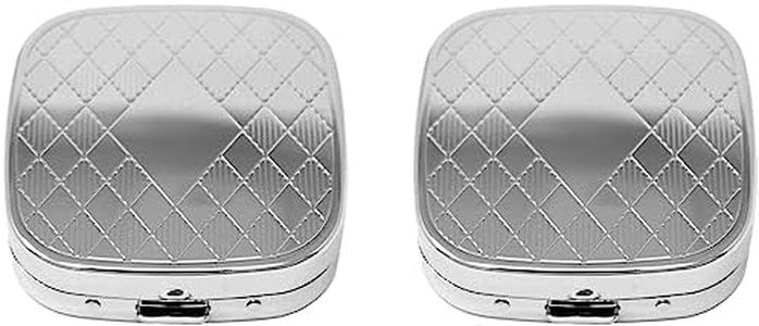 Pill Box for Travel w/Mirror - Small Portable Pill Case Holder That Can Easily Fit in Your Pocket/Purse - Chrome Cases with 3 Compartments -Use Daily to Organize Your Medicine, Vitamin & Supplements!