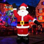 AvviKro Christmas Inflatable Santa Yard Decoration Lighted Blow Up Christmas Garden Lawn Decor 8 Feet