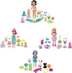 Polly Pocket Travel Toy Playset with Four (3-inch) Dolls and 50+ Fashion Accessories, Splashin' Style Fashion Pack