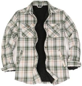 Soft Brushed Flannel Shirts Jacket Snap Button Down Warm Thick Sherpa Lined Hoodless Winter Shacket for Men Pine Mist L