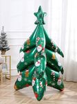 Atpata Funky 61 inch 3-Tier Christmas Tree Foil Balloon with Snowman and Santa Prints - Enchanting Holiday Decor Centerpiece for Christmas Parties and Xmas Celebrations