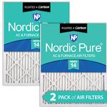 Nordic Pure 16x25x1 MERV 14 Plus Carbon AC Furnace Filters Qty 2, 16x25x1M14+C Piece