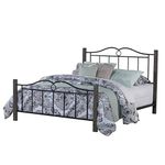 Hillsdale Dumont Metal Queen Bed with Double Arched Scroll Design and Wood Posts, Textured Black and Brushed Charcoal