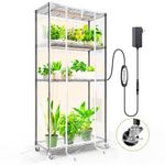SpeePlant Indoor Greenhouse with Grow Light and Shelves - 4 Tier Plant Stand with Grow Light, Zippered PVC Cover and 3 Dimmable 1.8FT 60W Grow Lights with Timer, 30"(L) X 14"(W) X 59"(H)