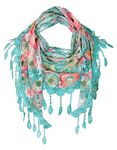 MAIRY Neckerchief Scarves for Women UK Ladies Scarf Vintage Floral Print Scarfs for Women Lightweight Shawls Large Square Bohemian Scarves with Tassel GB1600053