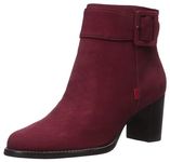 Marc Joseph New York Women's Leather Luxury Ankle Boot with Buckle Detail, Rouge Nubuck, 7 M US