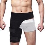 Hip Support Brace, Thigh Support for Women Men Sciatica Pain Relief Products Groin Support for Hip,Thigh,Strains,Sprains,Hamstring,Adjustable Compression Wrap Thigh Support Brace Fits Right & Left Leg