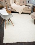 A2Z Rug ( 60x110 cm (2ft x 3ft8) Snow White Cozy Shag Collection Solid 5.5 cm Pile Shag Rug Contemporary Living & Bedroom Soft Shaggy Area Rug, Carpet