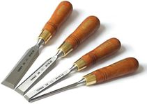 Narex Premium Bevel Edge Chisel Set with Stained Hornbeam Wood Waxed Handles, Set of 4 pcs