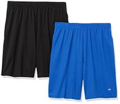 Amazon Essentials Men’s 2-Pack Loose-Fit Performance Shorts, Black/Royal Blue, Medium