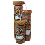 Design Toscano Aloha Tiki 3 Bowl Garden Decor Cascading Fountain Water Feature, 74 cm, Polyresin, Full Color