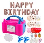 Party Propz Rubber Electric Balloon Pump Machine- Huge Combo Of 103 Pcs,Air Pump For Balloon Pump With Curling Ribbon Balloon Machine Air Pump Birthday Decoration Kit Balloon Inflator, Multicolor