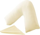 Comfy Nights Orthopedic V Shape Pillow Extra Support For Head, Neck & Back with Free Cover - Cream