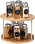 Bamboo Turntable Lazy Susan Rotating Spice Rack (10" Inches) - 2 Tier Spice Rack Organizer for Kitchen Cabinets, Pantry Storage - Durable, Easy Access, Space-Saving Design for Home Organization