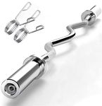 Nisorpa Curl Bar Tricep Bar 47 Inchs Weight Curling Bar, Solid Chrome Tricep Weight Bar with Spring Collars, Tricep Barbell Training Bar for Squats, Shrugs, Ez Curl Bar for 2" Weight Plates