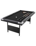 Folding 7FT Pool Table for Sports Fans – Portable Billiards Game Set with Balls, 2 Cues, Chalk & Felt Brush – Compact Game Room Equipment – Black, 7FT