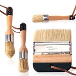 Wax Brush Paint Brushes,4Pcs Chalk Paintbrushes for Furniture Decorating Natural Bristles,Thick and Durable (Black)