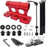 KHOSHEA Bike Fork Mount (Red) - Roof Rack Bike Mount - Truck Bed Bike Mount - Thru Axle Fork Mount with 4 Adapters - MTB Truck Bed Mount |2 Wheel Straps and Bike Multi Tool Included|