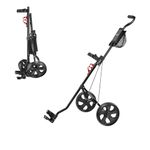 CaddyTek Deluxe Lightweight 2-Wheel Golf Pull Cart – Foldable Compact Trolley with Aluminum Frame, EVA Wheels, Mesh Storage, Ergonomic Handle & Drink Holder