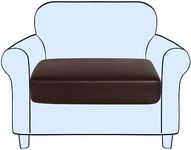 SUBRTEX Leather Waterproof Cushion Covers Breathable Sofa Seat Slipcpvers for 1-2-3-4 Seaters Stretch Replacement for Furniture Protector (Small, Chocolate)