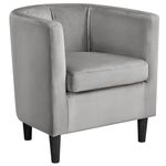 Yaheetech Velvet Tub Chair, Modern Upholstered Armchair, Accent Club Sofa Chair, Barrel Corner chair for Living Room Bedroom Lounge Reception, Grey