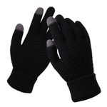 Tomorrow Winter Touchscreen Magic Gloves - Unisex Warm Stretch Knitted Wool Mittens with Touch Screen Capability, Woolen Comfort Full-Fingered Protection - Stylish Solid Knit, Double Layered (Black)