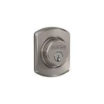 Schlage B60N GRW 619 Greenwich Single Cylinder Deadbolt, Satin Nickel