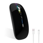 Verilux® Wireless Mouse Rechargeable, [Battery Level Visible] Bluetooth Mouse 2.4G&3.0BT&5.0BT for Laptop, 1600DPI Ergonomic Silent Mouse Wireless Compatible with iPad/PC/Mac/Windows/IOS, Black