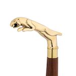 Ajuny Walking Sticks For Men Women Seniors Wooden Canes With Detachable Brass Tiger Design Handle Golden Finish Decorative Cane Gifts 35 Inch