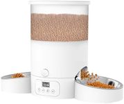 Automatic Cat Feeder for Two Cats - SURDY 3L Cat Food Dispenser Automatic with 2 Stainless Steel Bowls, 10s Meal Call Dual Power Supply and Timer Setting 12 Portions 6 Meals Per Day for Cat & Dog