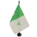 Franco-Ontarian Table Flag 5'' x 8'' - Franco-Ontariens Desk Flag 21 x 14 cm - Black plastic stick and base - Drapeau Franco-Ontariens AZ FLAG