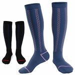 2 Pairs Compression Socks for Women and Men, 30-40 mmHg Compression Stockings for Swelling, Nurse, Flight(Strip Black Navy, Large-X-Large)