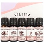 Nikura Winter Treats Fine Fragrance Oil Gift Set - 5 x 10ml | Great for Diffusers for Home, Soap & Candle Making, Wax Melts, Burner | Bath Bombs, Perfume Scents | Vegan & UK Made Essential Oils