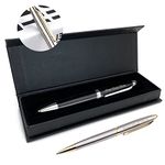 Personalised Pen with Name Engraving Pen for Men Women Teacher Stainless Steel Ballpoint Pen Personalised gifts for Birthday Fathers Day Gradution Christmas Thank you Gifts in Gift Box(Silver)