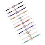 Lusofie 12Pcs Evil Eye Bracelets Multi-color Mexican Bracelets Evil Eye Beads Protection Evil Eye Amulet Anklets Bracelet for Women Men