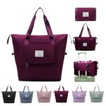 JD FRESH Foldable-Expandable Nylon Bag for Women/40-Litre Convertible Travel Luggage/Duffle Bags/Travelling Handbags/Waterproof Travel Companion Vanity Duffle(Dark Purple)