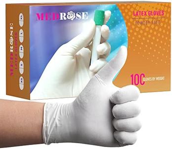 MedRose Medium Latex Gloves - 100 Count Rubber Gloves - Disposable Gloves Powder Free, Waterproof, White