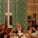 Topfinel Christmas Curtains for Living Room 63 Inch Length 2 Panels, Beautiful Santa Claus and Luxury Gold and Green Sheer Window Curtains for Sliding Glass Door Bedroom