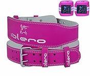 Islero Ladies Pink 4" Pure Leather Gym Belts Weightlifting Back Support Strap Bodybuilding Wraps (X-Small)