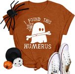 Halloween Shirt Women I Found This Humerus Ghost T Shirt Funny Nurse Graphic Tee Tops, Brown, XX-Large