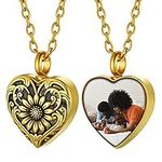 PROSTEEL Ashes Necklace for Women Urn Necklaces for Ashes Picture Pendant Necklace Flower Cremation Jewelry