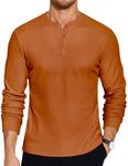 COOFANDY Men's Henley Shirts Long Sleeve Button T-Shirt Lightweight Fashion Casual Pullover Shirt Caramel