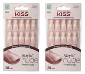 Kiss Salon Acrylic Nude French Nails 28 Count (Breathtaking) (2 Pack)