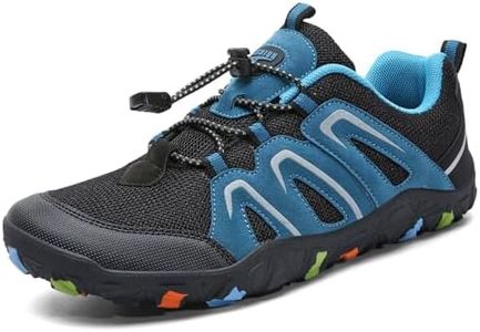 ASHION Boys Running Shoes | Barefoot Shoes | Wide Toe Box | Lightweight Athletic Walking Hiking Sneakers, Rs-blue/Grey, 3 Big Kid