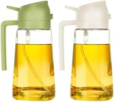 Oil Dispenser Bottle Glass Olive Oil Sprayer 2 Pcs: 2 in 1 Olive Oil Dispenser Bottle, Premium Oil Sprayer for Cooking, Glass Oil Spray Bottle for Air Fryer Salad BBQ Baking-470ml