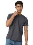 XYXX Men's Solid Regular Fit T-Shirt (XY_CR15_Tshirt_1_Dark Grey