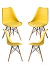 My Art Design - Set of 4 Modern Style Mid Century Modern Dinning Room Cafe Hotel Office Wooden Legs Chair (Yellow with Cushion)