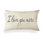 Ogiselestyle Farmhouse Pillow Covers with I Love You More Quotes 12" x 20" Lumbar Pillow Covers Home Decorative Linen Cushion Case for Sofa Couch Housewarming Gifts Family Room Décor