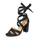 Trary Black Pink Nude Red Heels for Women,Women's Heeled Sandals Lace up High Heels,Chunky Heels for Women,Strappy Heels for Women Sandals,High Platform Stripper Heels,Comfortable Tie Up Heels 3 Inch,